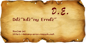 Dékány Ernő névjegykártya